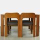 Vintage dining table set with plywood chairs and wooden table with slate inlay, 70s