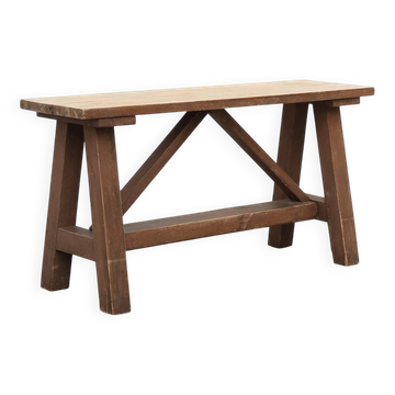 Rustic oak trestle bench, France, ca. 1900