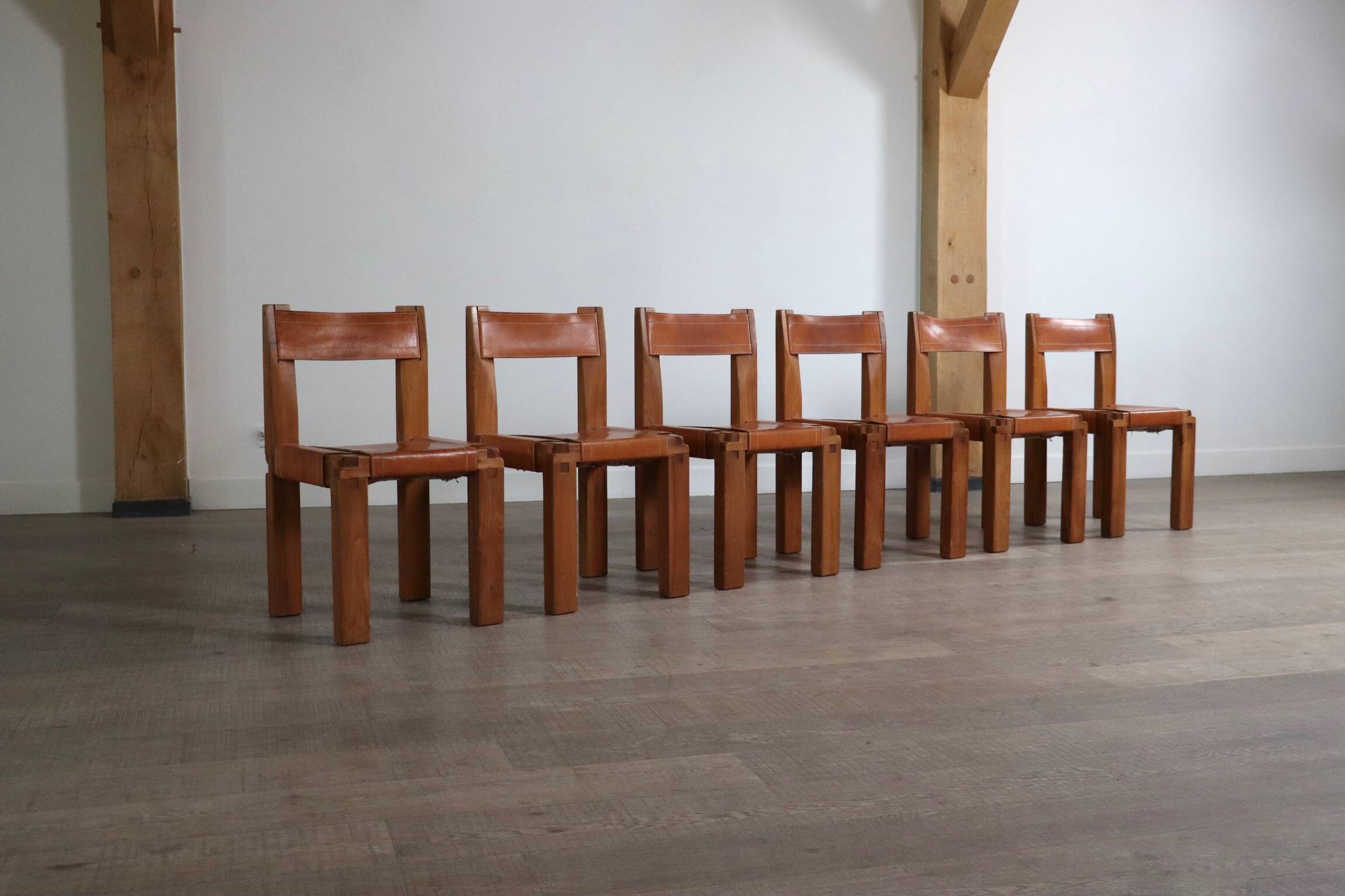 Set of 6 Pierre Chapo S11 Dining Chairs, France, 1960s