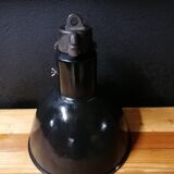 Industrial vintage factory pendant lamp, enamelled metal, 60s