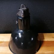 Industrial vintage factory pendant lamp, enamelled metal, 60s
