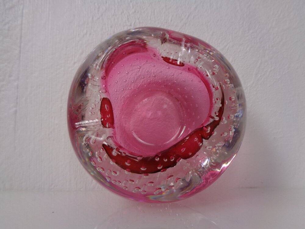 Pink Sommerso Murano Glass Ashtray, Italy, 1960s