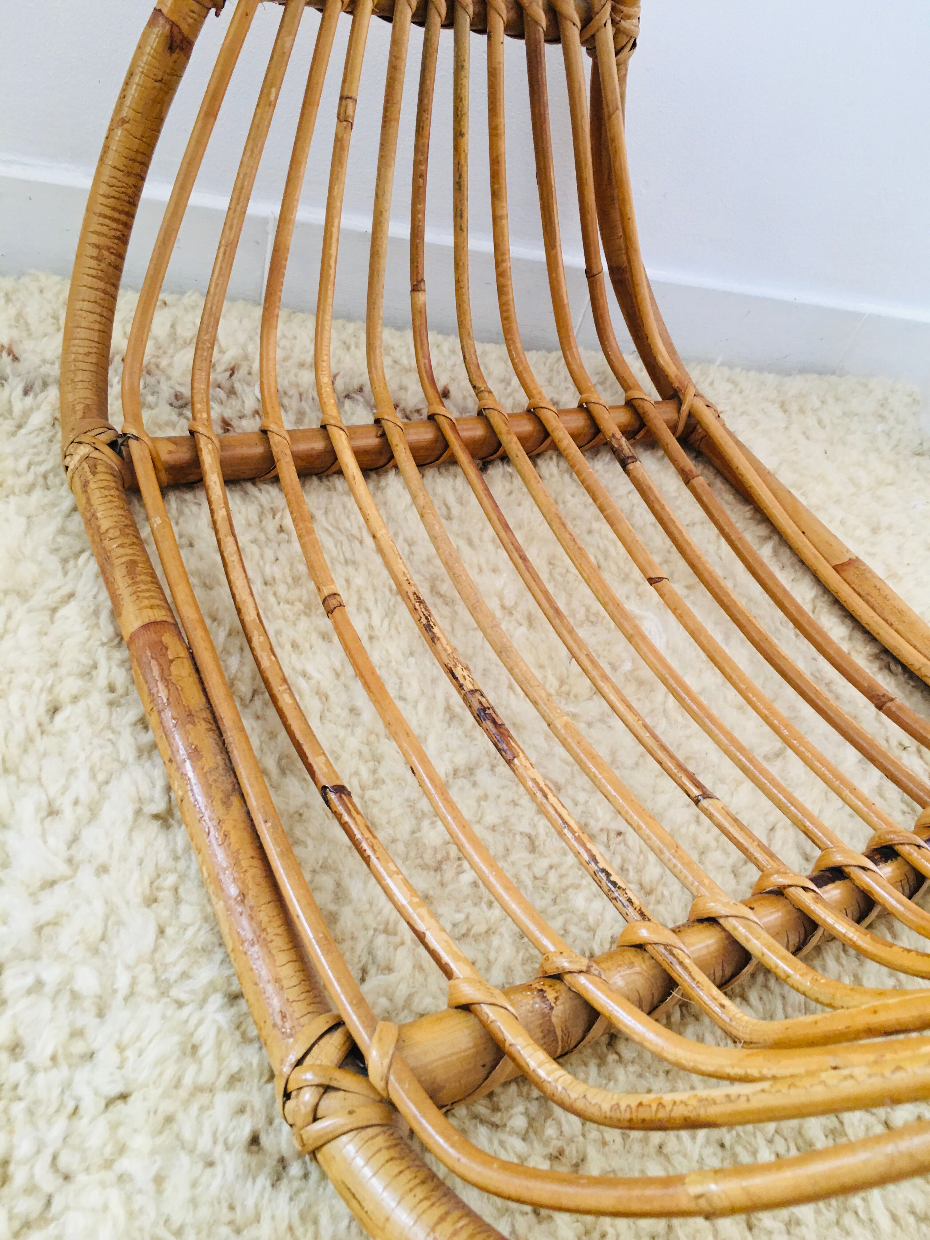 Porte bûche rotin vintage