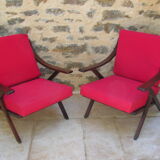 Pair of red scandinavian heater chairs