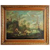Flemish School, "Landscape of the Countryside", oil on canvas, seventeenth century