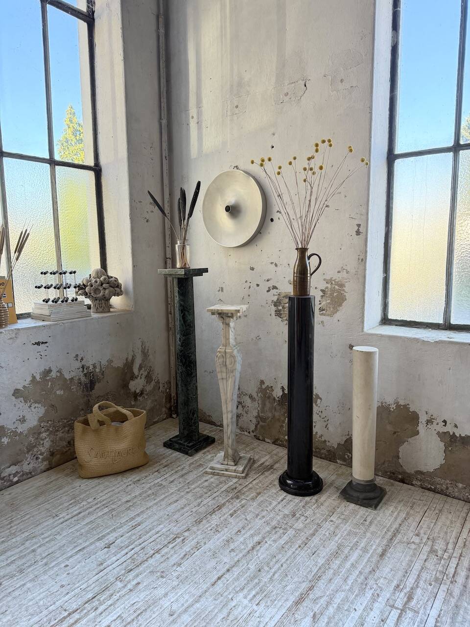 Set of 4 marble columns or pedestals.