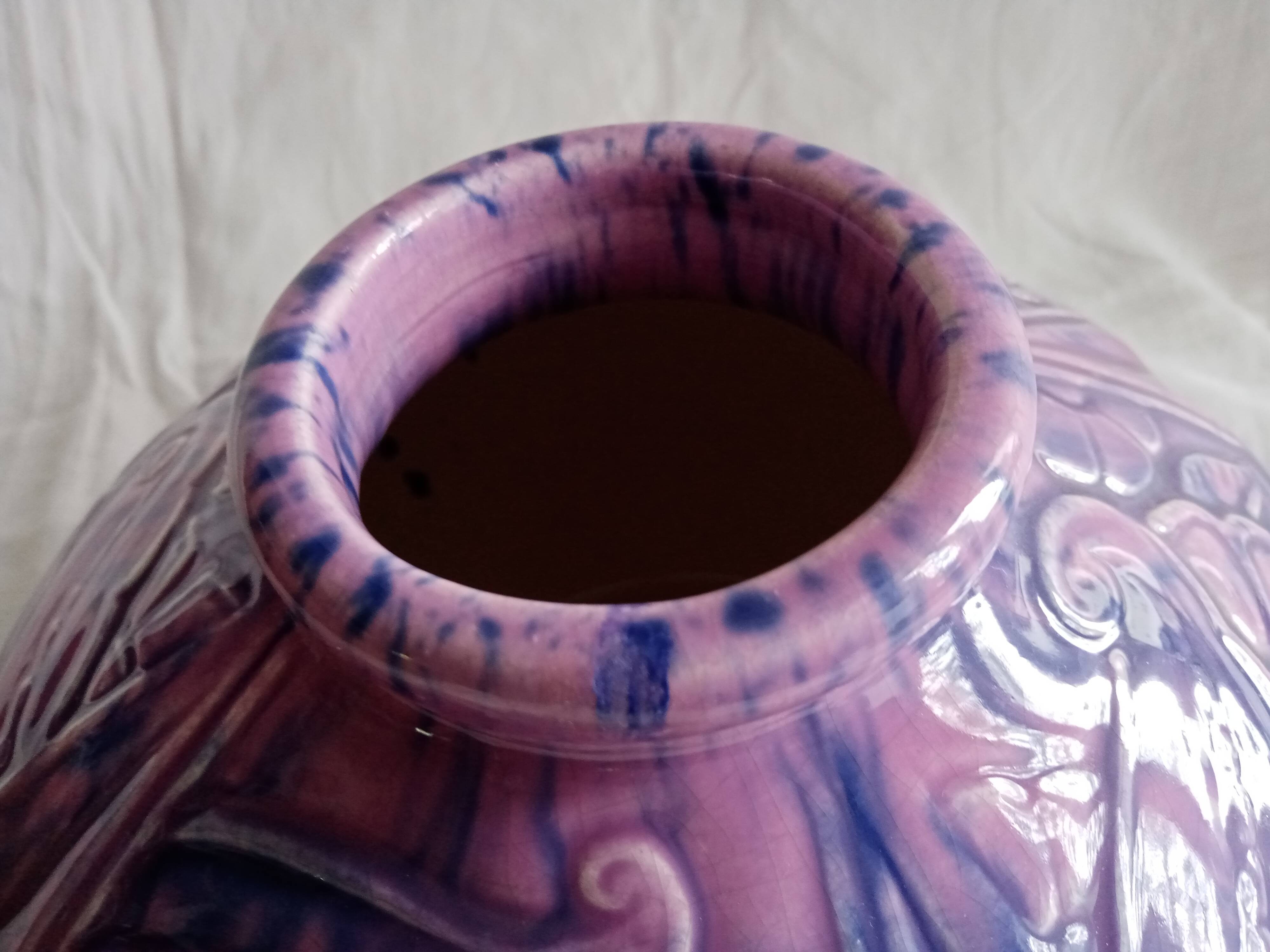 Large Art Deco period slip ball vase, Manufacture Lille Fives