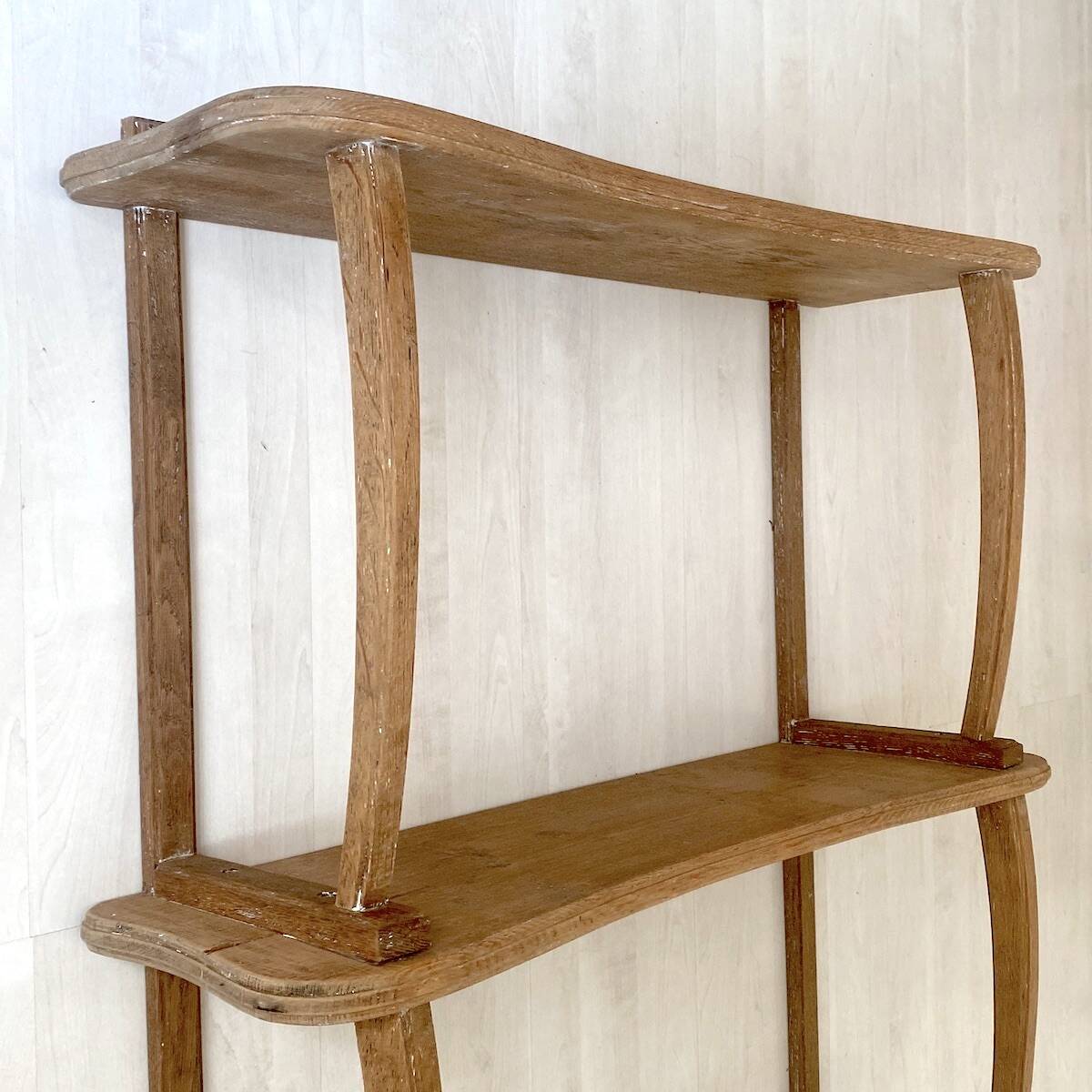 Vintage 1950s solid wood wall shelf