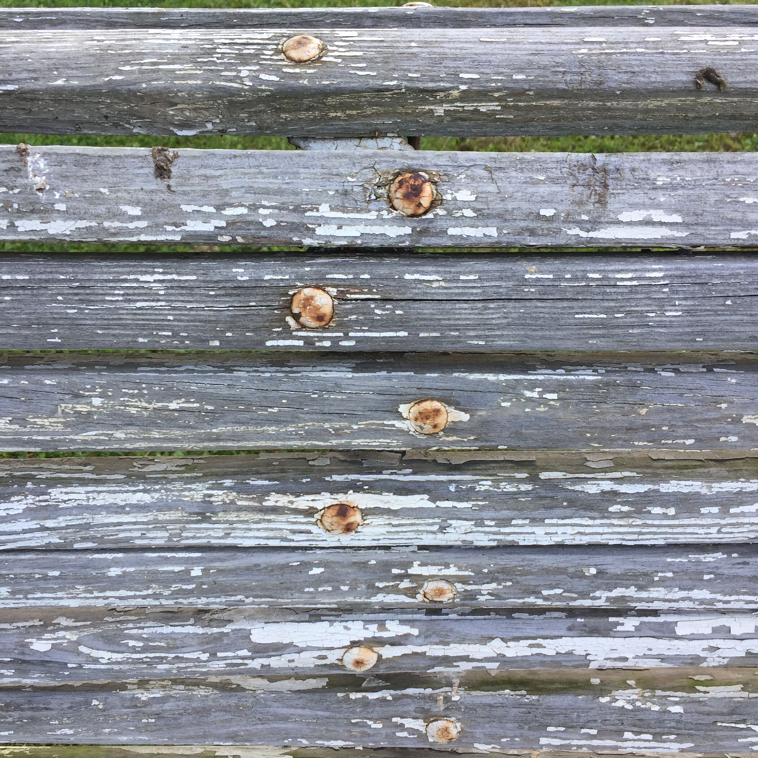 Garden bench wood and feet white patina iron