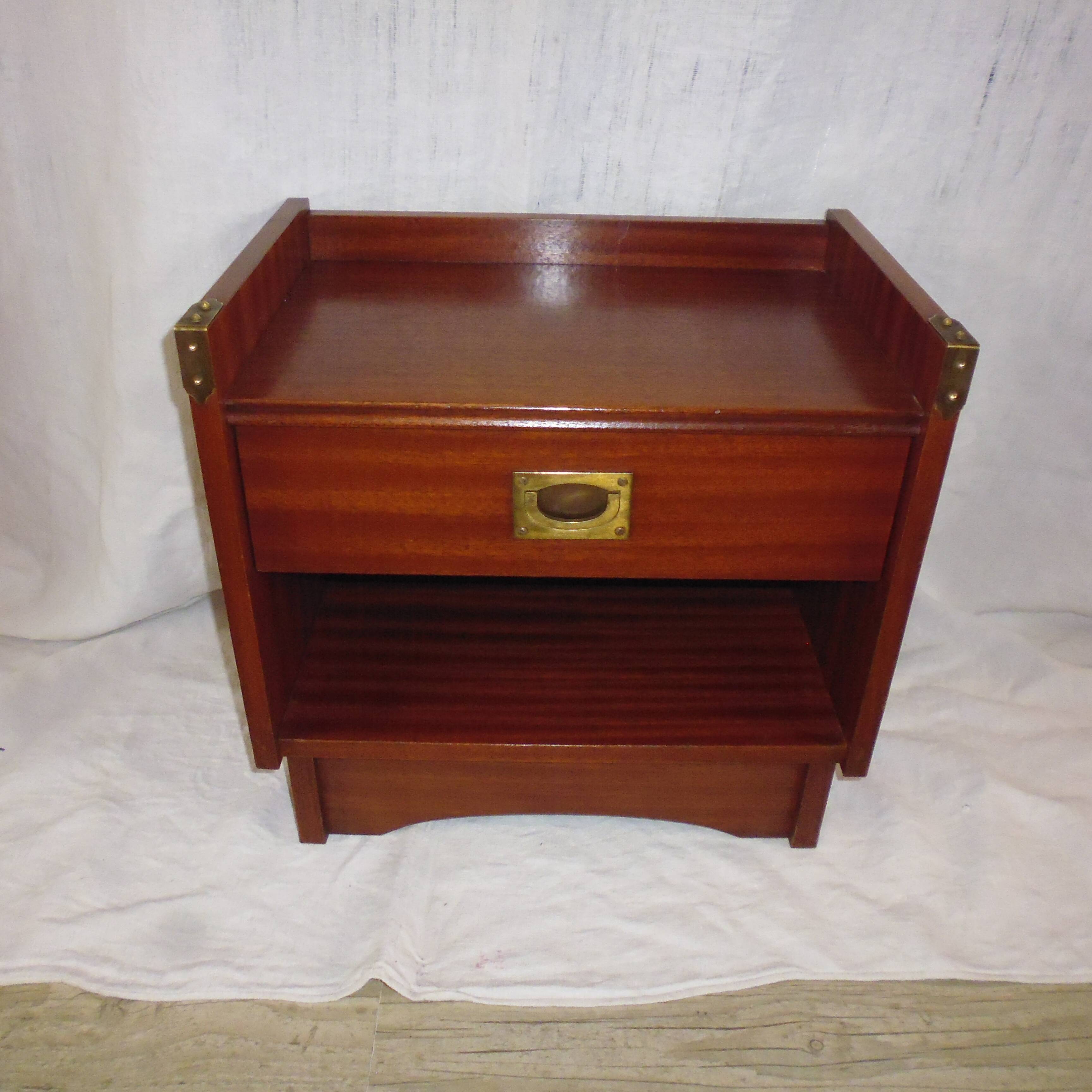 Brass bedside table and mahogany dressing 70s