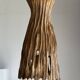 Suspension or lampshade in natural organic teak, tubular, H30 D22.