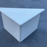 Set of three triangle side tables wood white creme design