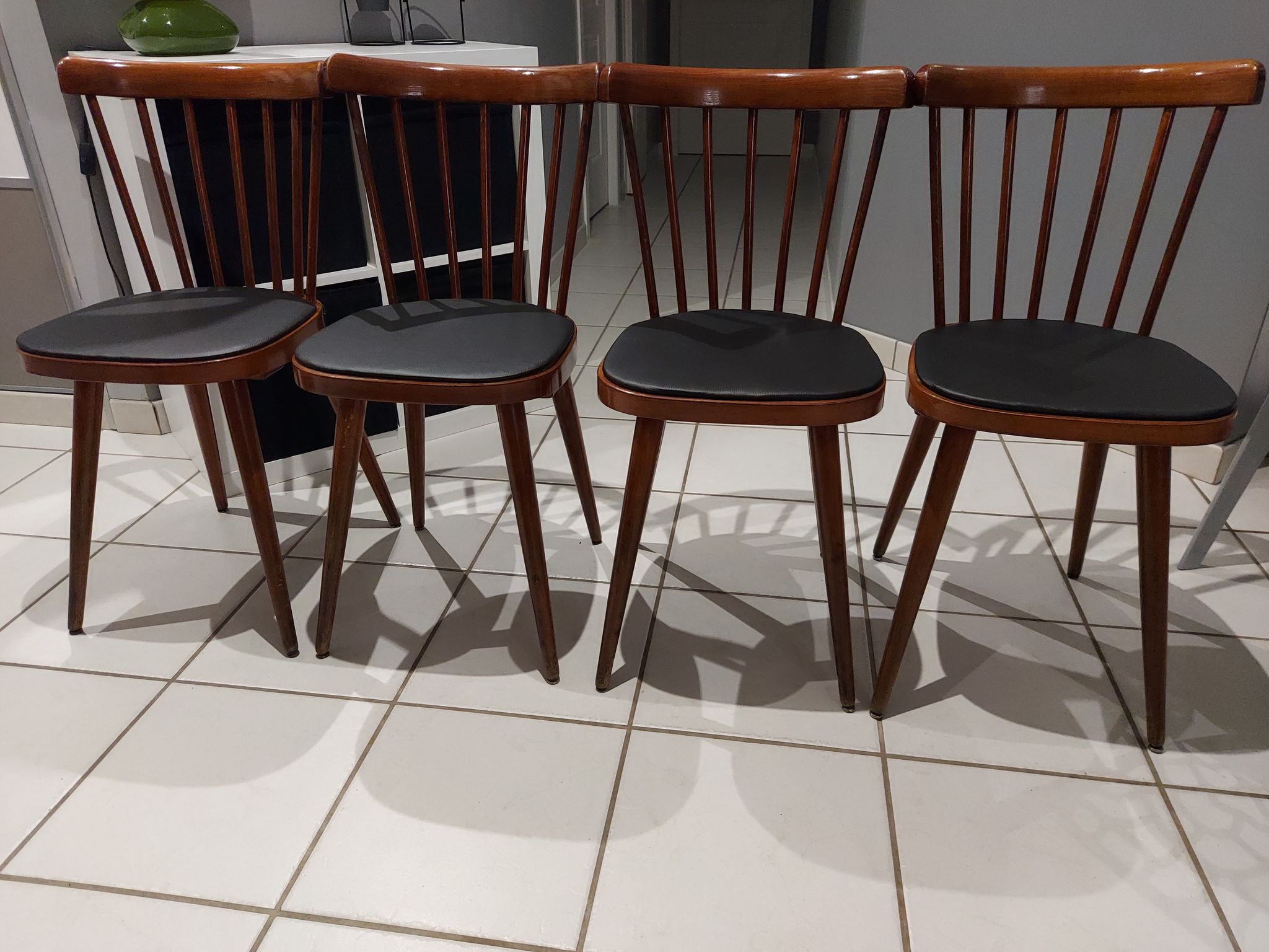 Set of 4 chairs of Bistrot Baumann model 740V, 1960