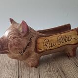 Cochon en grès, présentoir pour saucisson Vallauris