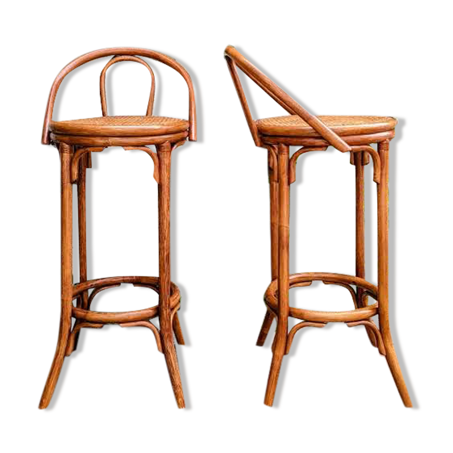 2 rattan and canning bar high chairs