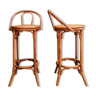 2 rattan and canning bar high chairs