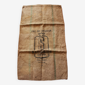 Toile de jute encre noire union rayures vertes