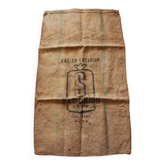 Toile de jute encre noire union rayures vertes