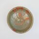 Small bowl in water green glazed ceramic with coral pink pattern