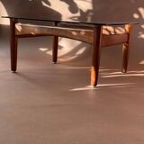 Scandinavian teak and smoked glass coffee table 1970