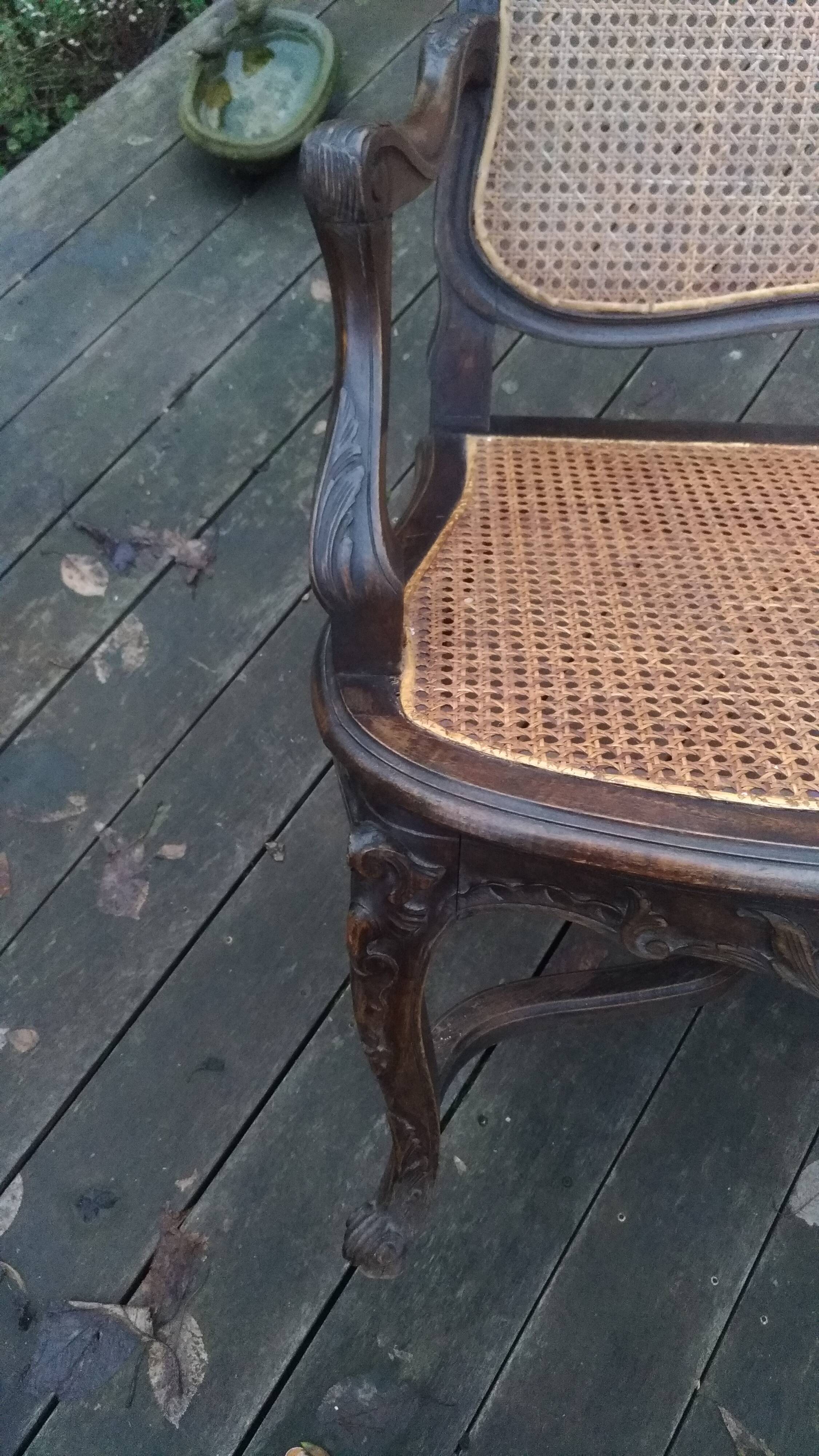 19th century louis xv style bench in wood and canework