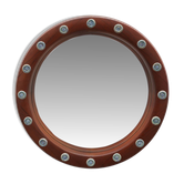 Round wooden mirror with turquoise ceramic studs by Deknudt, Belgium, 1960s
