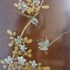 Vintage Chinese cabinet with gold leaf and flowers / oriental cabinet
