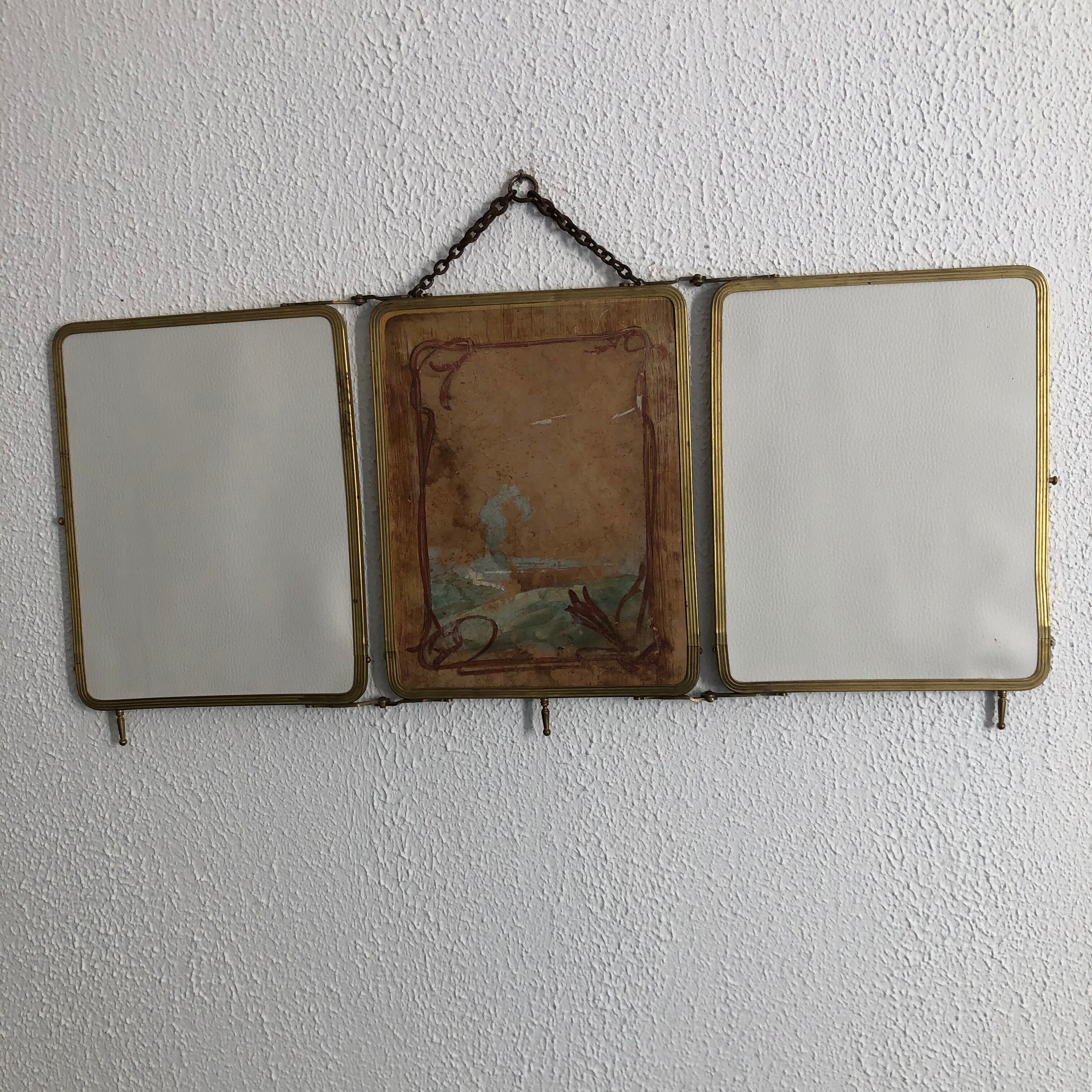 Triptych mirror SGDG vintage, 1920s