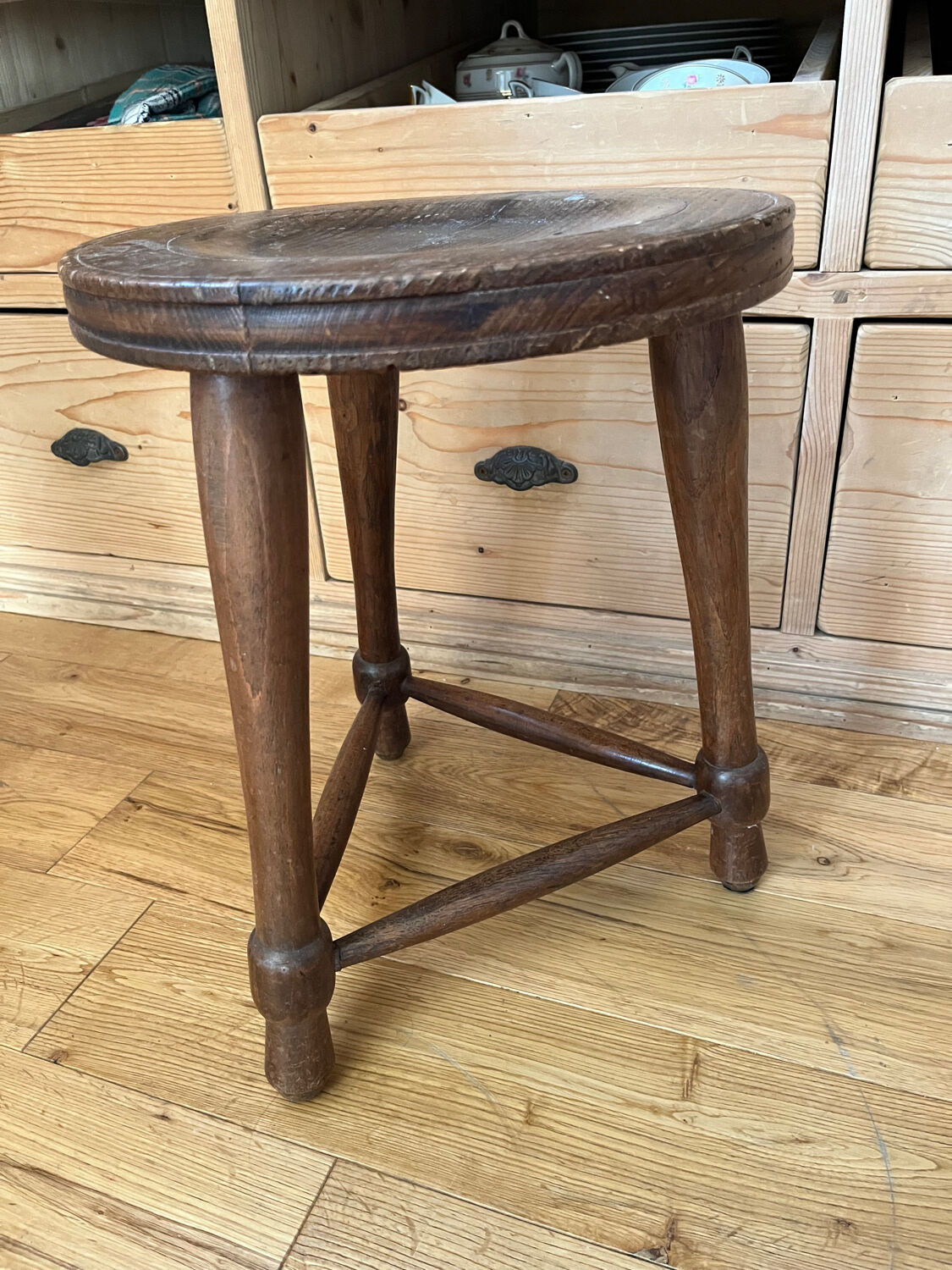 Wooden tripod stool