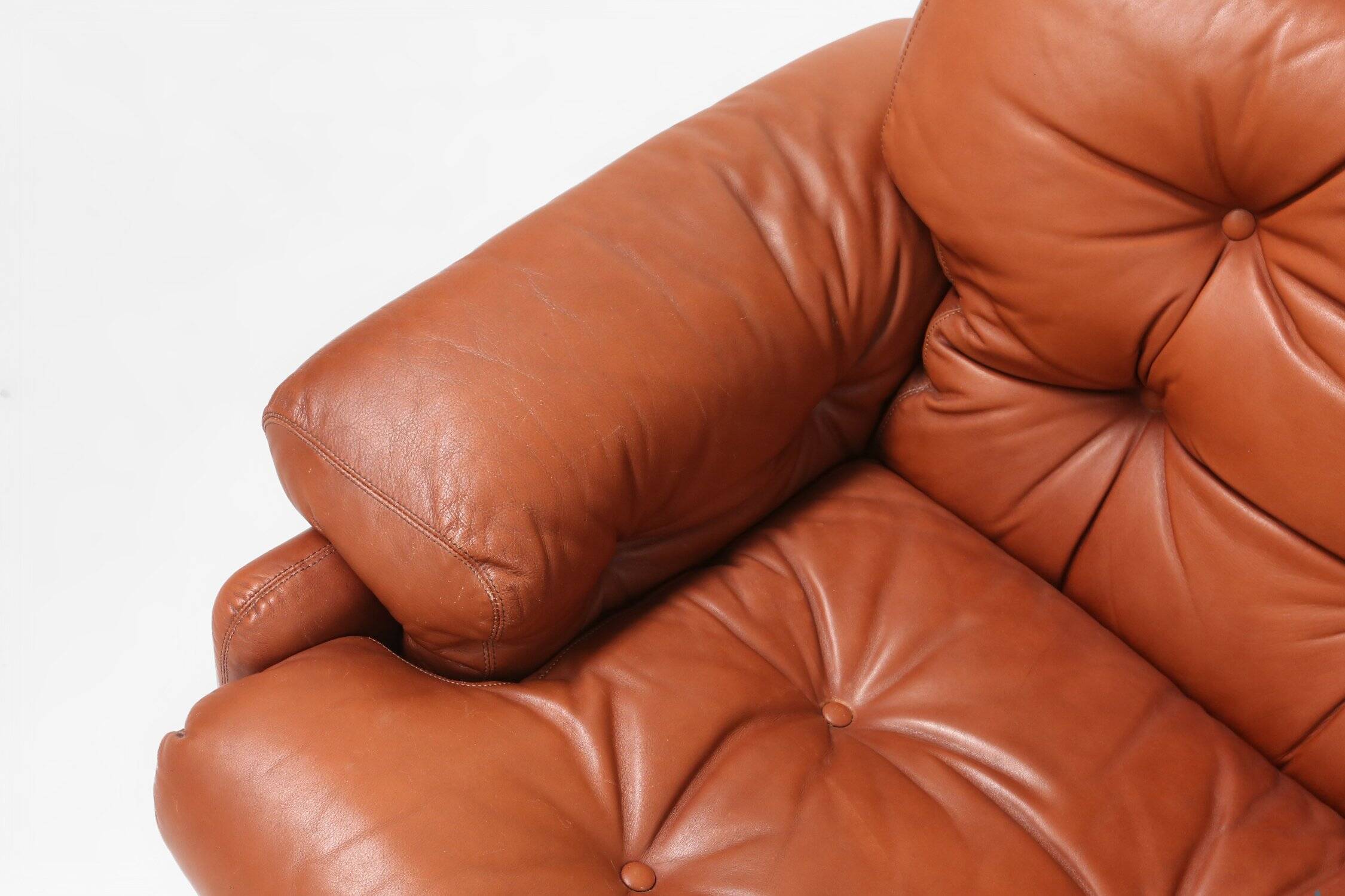 Brown Leather Armchair Coronado by Tobia Scarpa for B&b Italia, Italy, 1960
