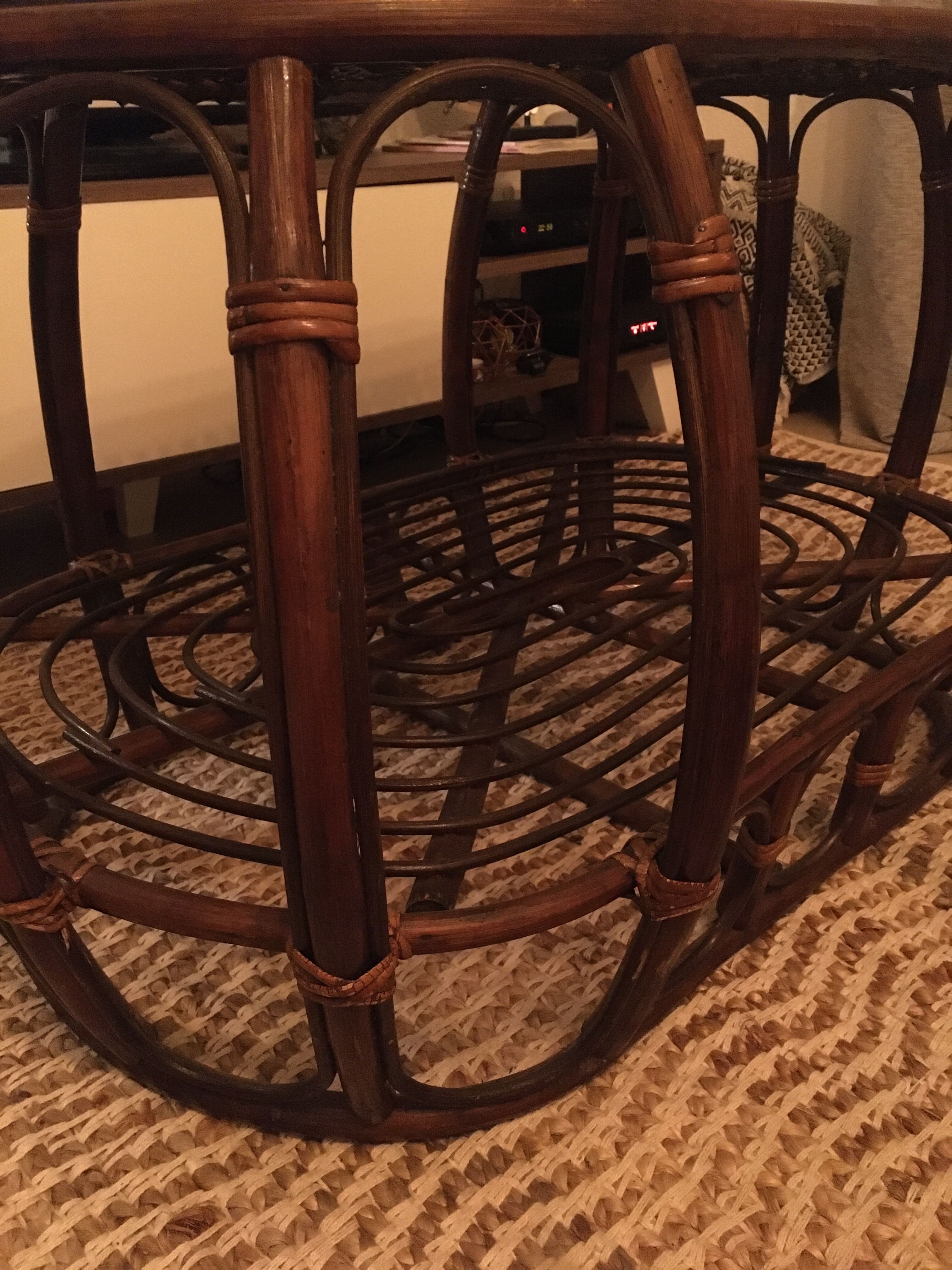 Rattan and caning coffee table