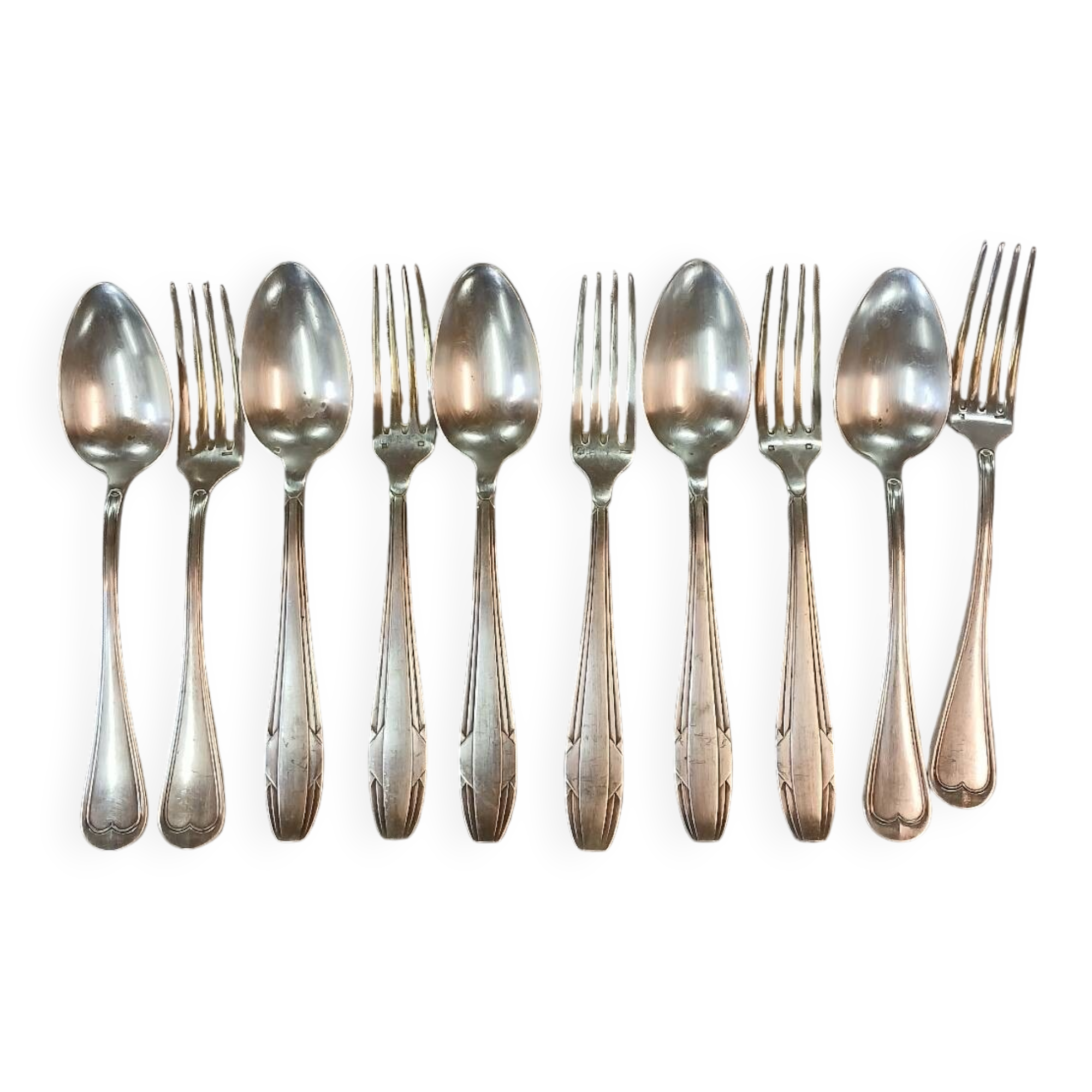 Set of 10 antique silver-plated cutlery