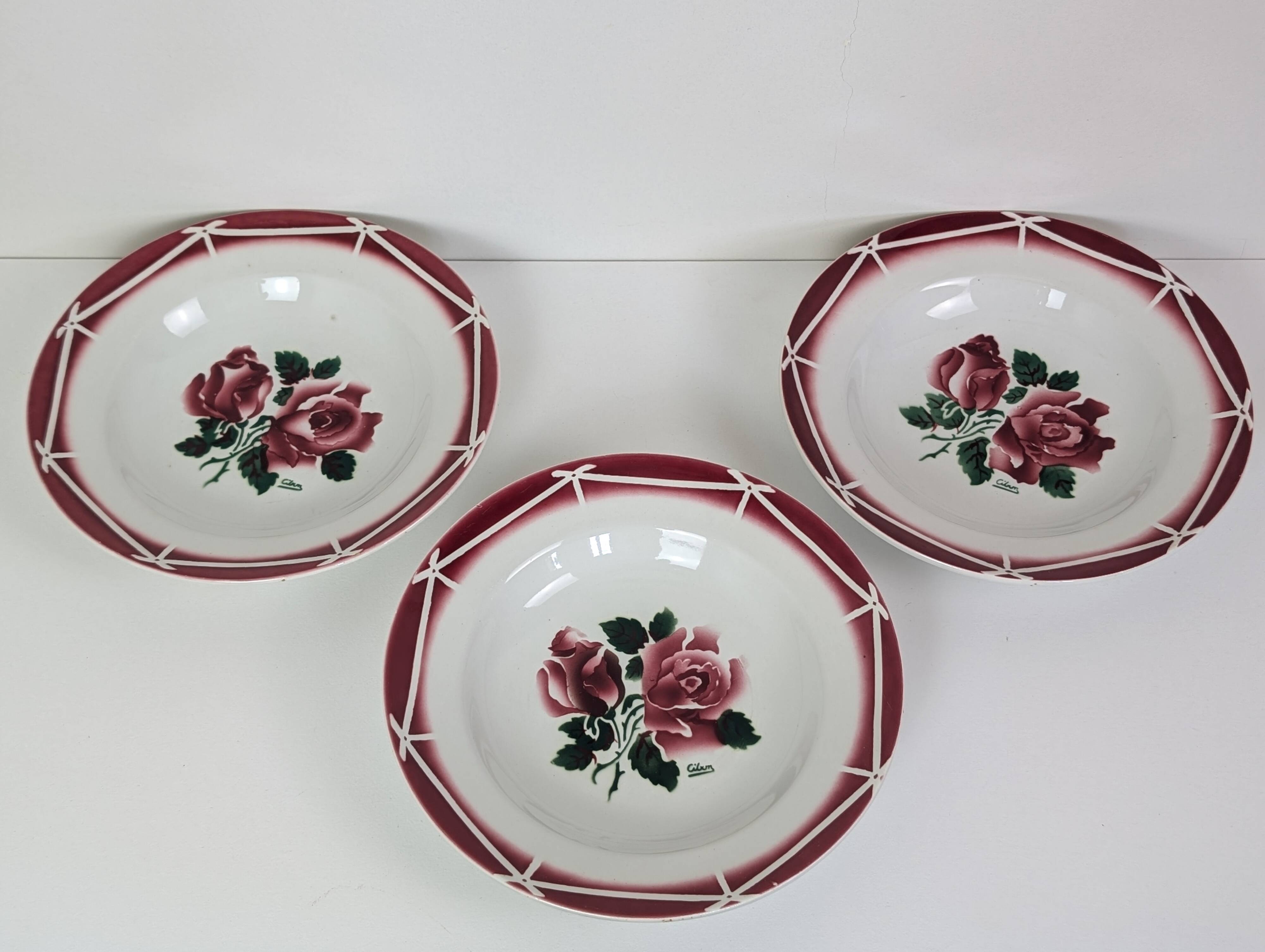 3 assiettes creuses Digoin Sarreguemines