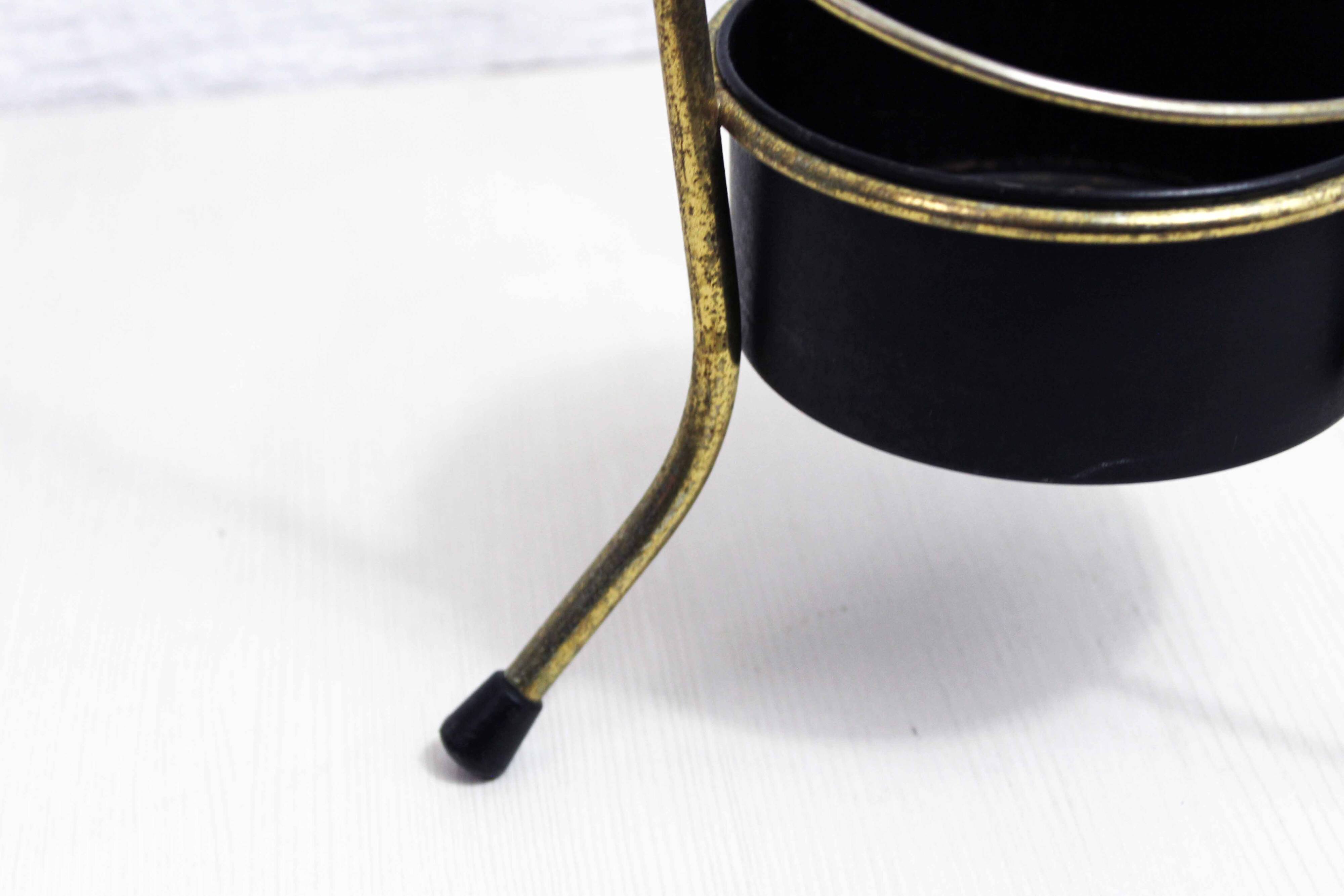 Vintage brass umbrella stand, bamboo handle