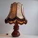 Lampe de table en céramique avec abat-jour en cuir cousu à la main, 1980