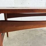 Vintage teak coffee table with mosaic accent