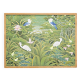 tableau vintage horizontal sur cadre en bois avec oiseaux