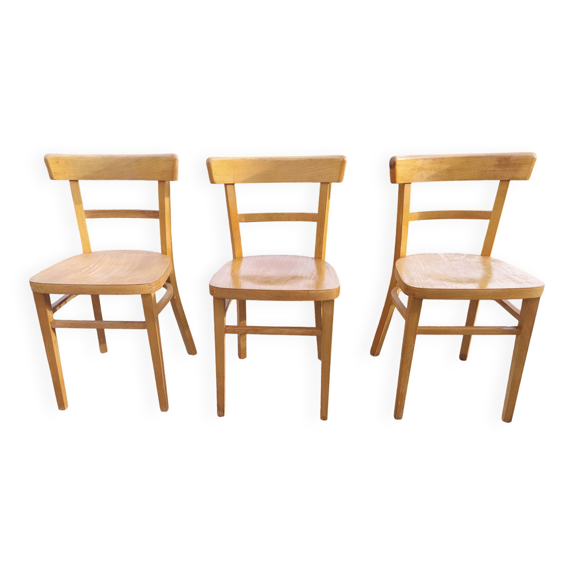 3 bistro chairs, light colour