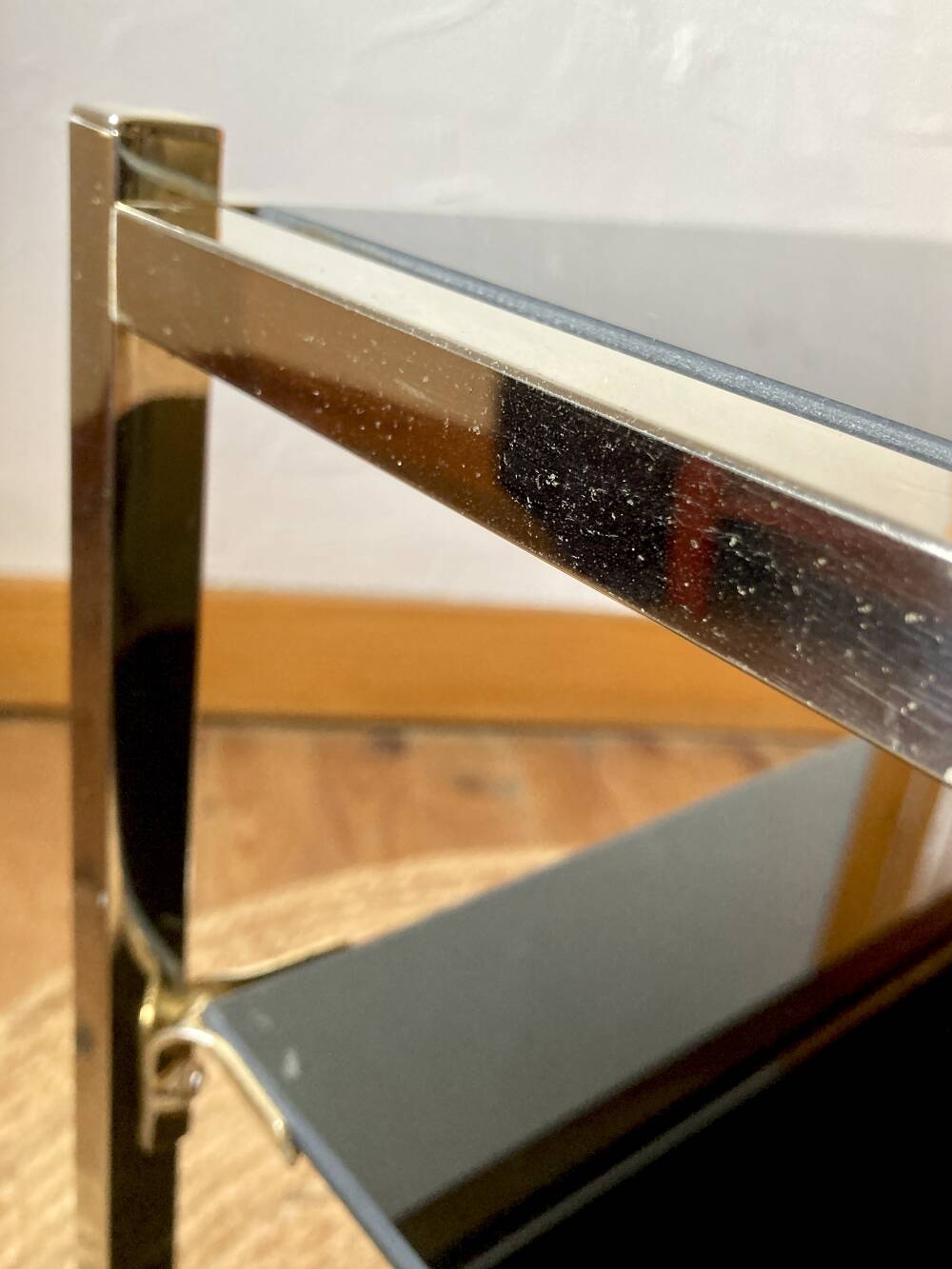 Gold metal side table, in the style of Maison Jansen, 1970s.