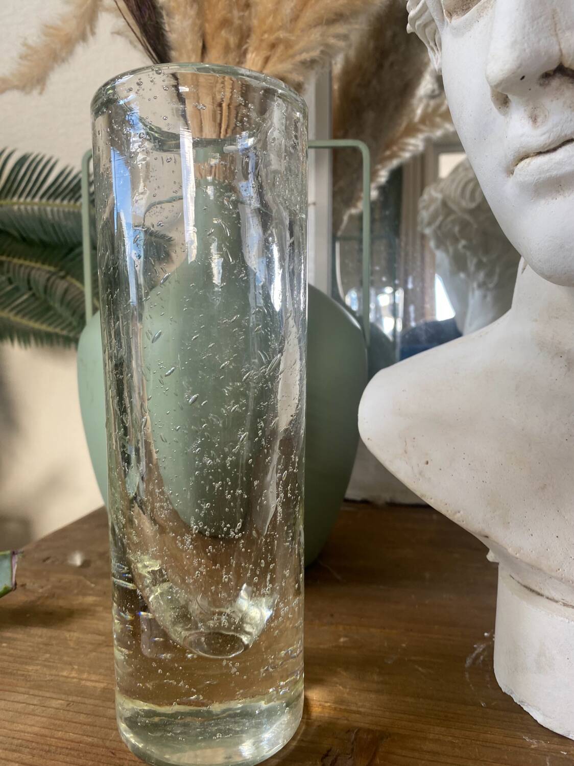 Vintage bubbled glass vase, 1970