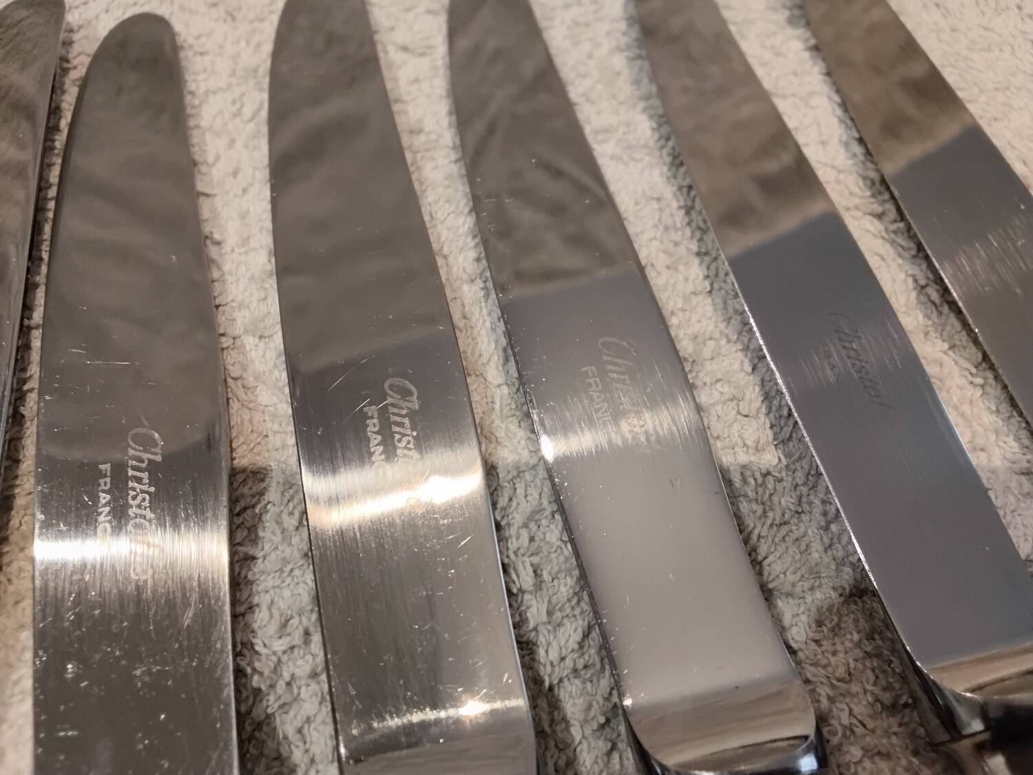 6 silver-plated dessert knives by Christofle Albi, 19.8cm