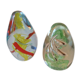 Pair of sulphides vintage glass paper press