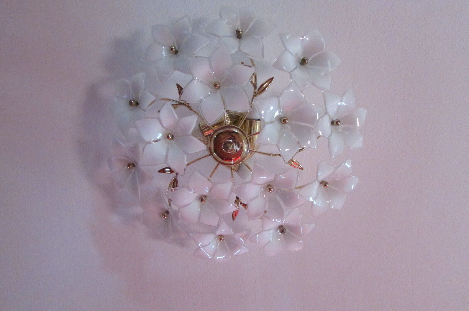 Murano Glass and Golden Brass ceiling lamp, 1970s