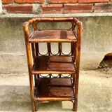 Vintage rattan and bamboo shelf cabinet - 3 trays