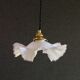 Old white glass pendant light with translucent net - circa 1930. Brass socket and new cable