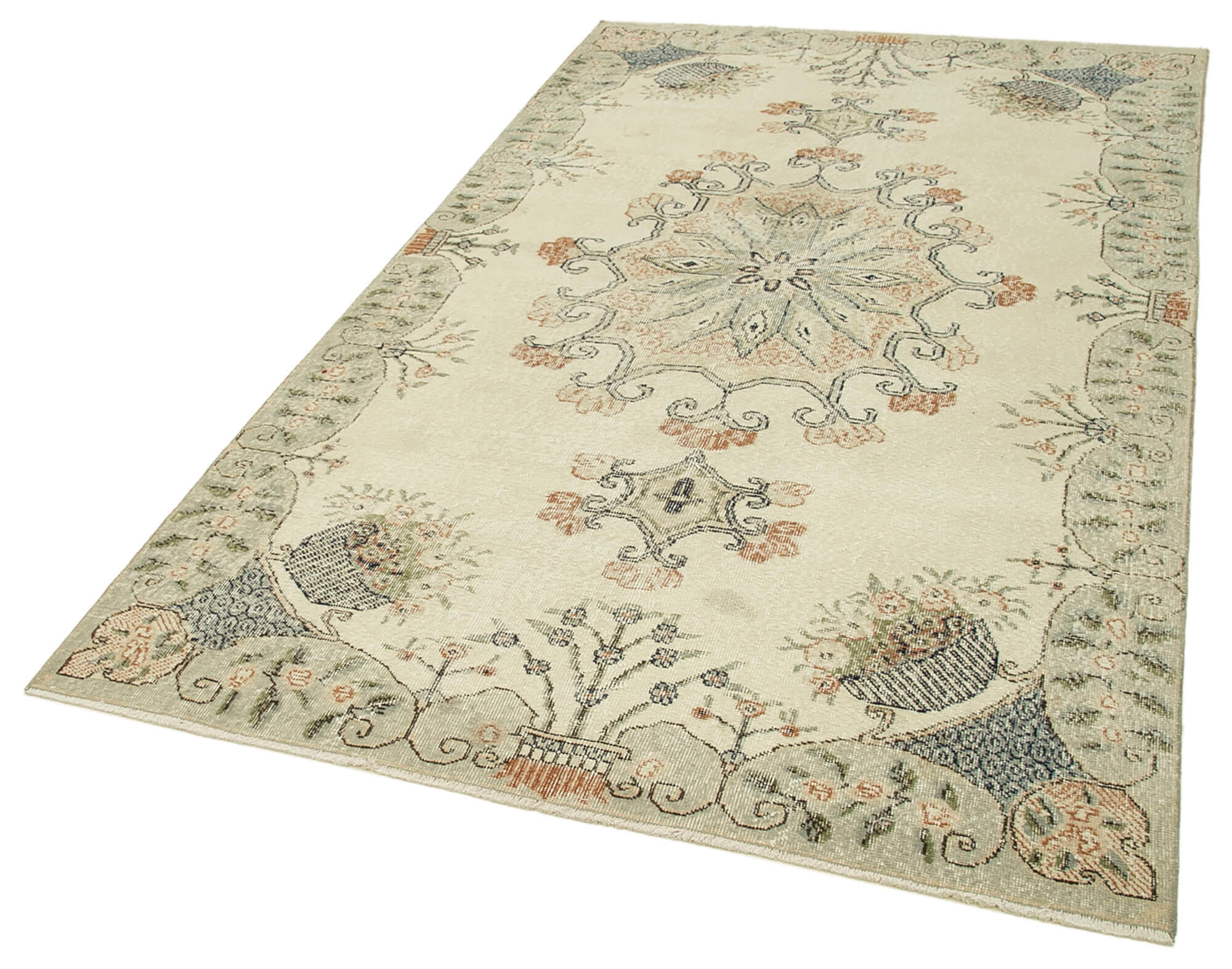 Hand-knotted turkish beige carpet 153 cm x 265 cm