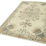 Hand-knotted turkish beige carpet 153 cm x 265 cm