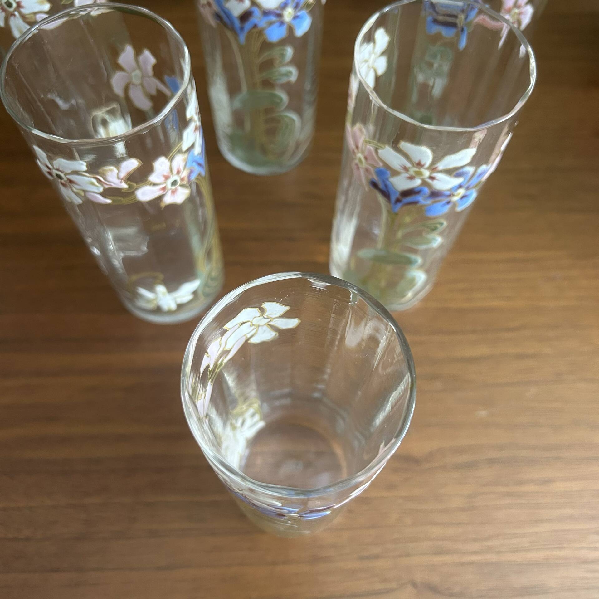 Set of carafe and 6 Legras glasses