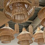 Rattan pendant lamp or light in the shape of an Asian lantern