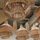 Suspension ou luminaire en rotin en forme de lanterne asiatique